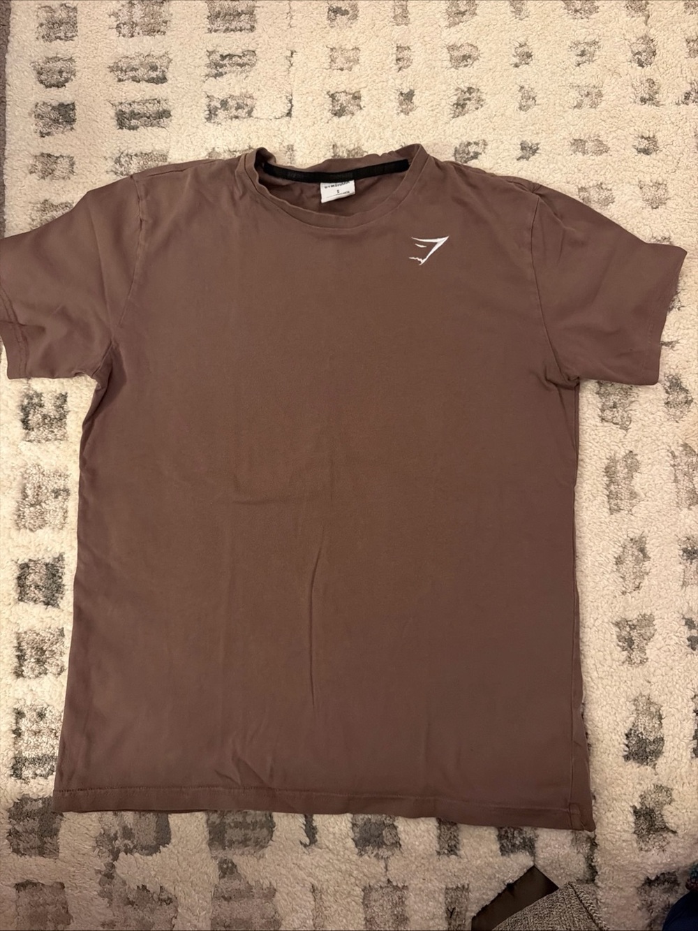 Gymshark Brown Men's Crew Neck Tee with White Logo Sz S
